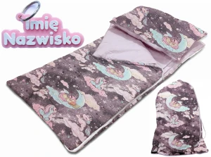Śpiworek Przedszkolaka Personalizowany z Imieniem 140x75 Jednorożce