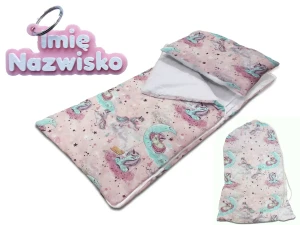Śpiworek Przedszkolaka Personalizowany z Imieniem 140x75 Jednorożce